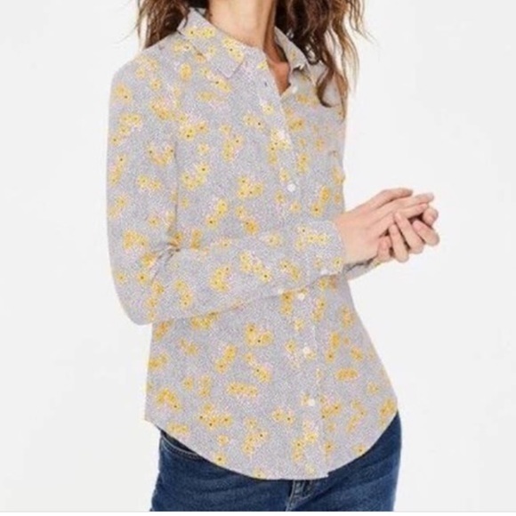 Boden Yellow Daisy Collared Button Up Shirt 2